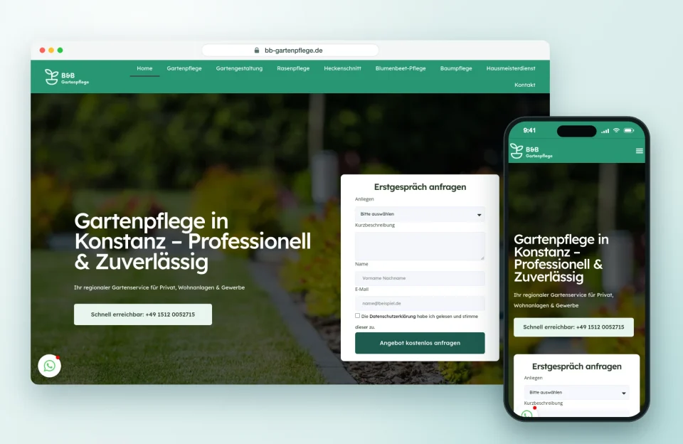Website von B&B Gartenpflege