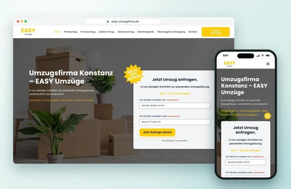 Website von Umzugsfirma Easy